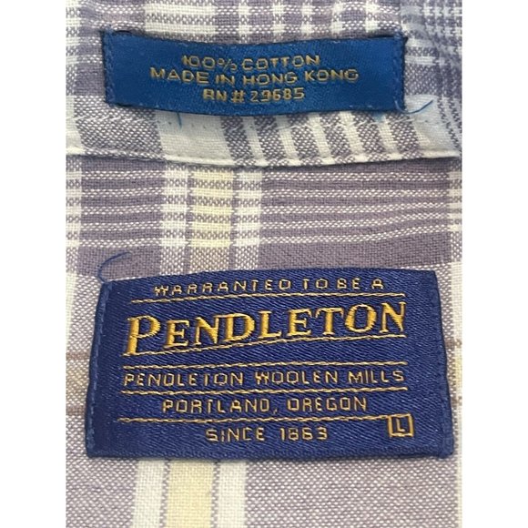 Pendleton Men's Size L Plaid Shirt Gray Yellow Flannel - Picture 5 of 5